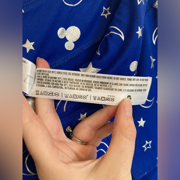 Disney Blue Silver Mickey Sorcerer Wishes Come True Leggings Size Small - Picture 7 of 7